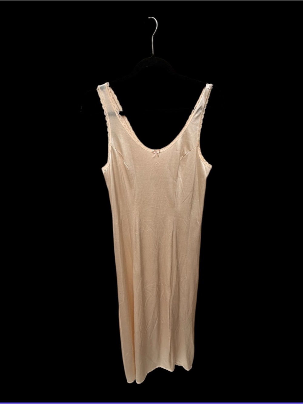 VTG Cabernet Beige Lace-Trim Slip Dress euc made in USA 38/34